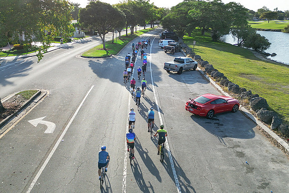 Cyclists training on Kendale Lakes Drive