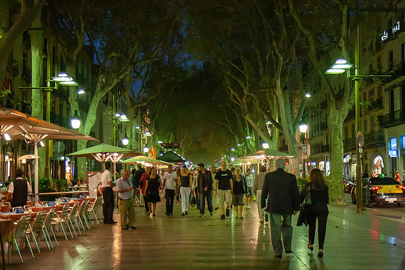 La Rambla at night, Barcelona