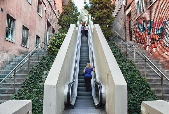 Going up to Park Guell, Barcelona