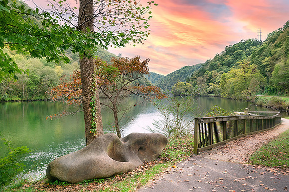Sunset in lake Chehoa - Route 28, NC